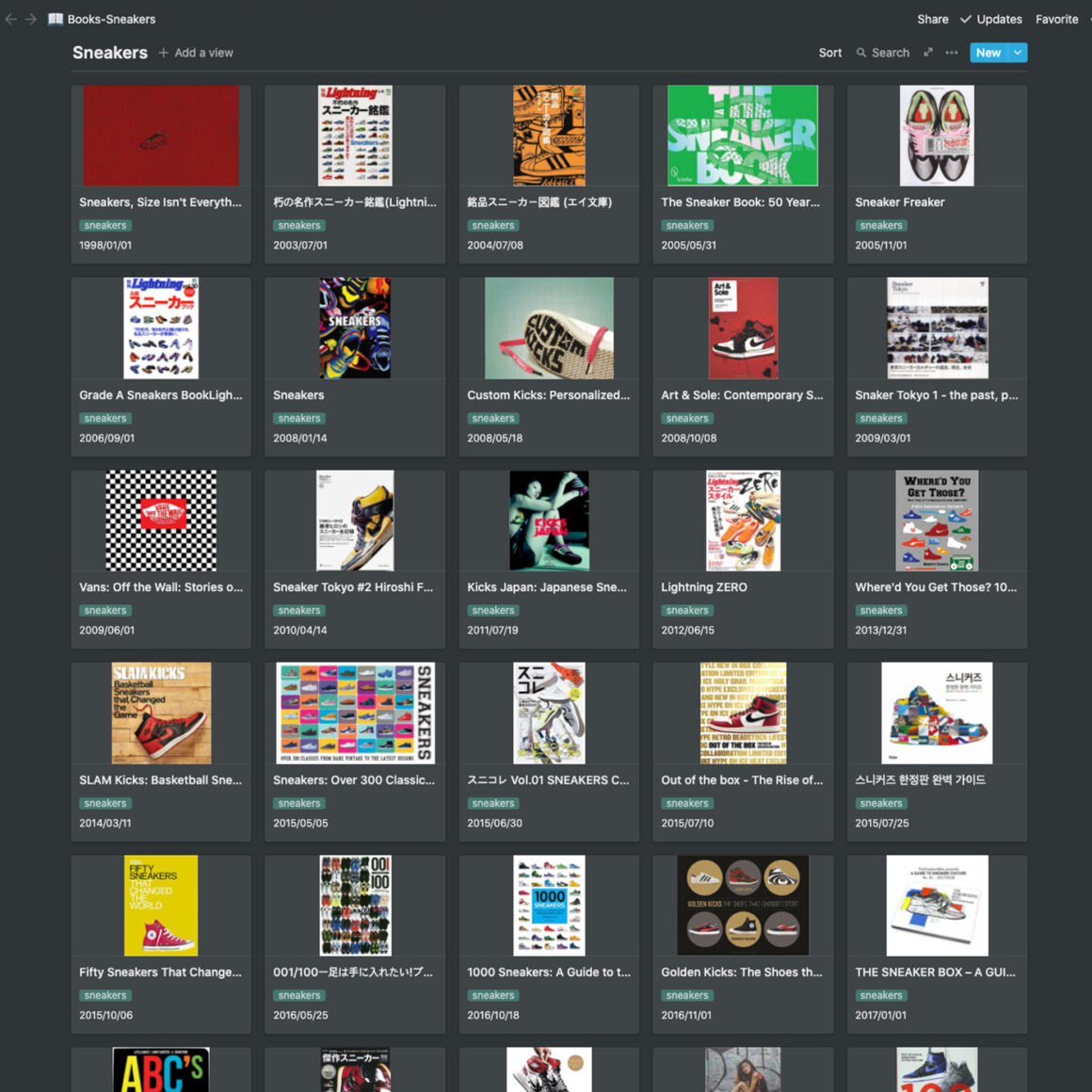 노션으로 정리한 스니커즈 서적 - 일반(SNEAKERS BOOKS LIST BY NOTION - general)
