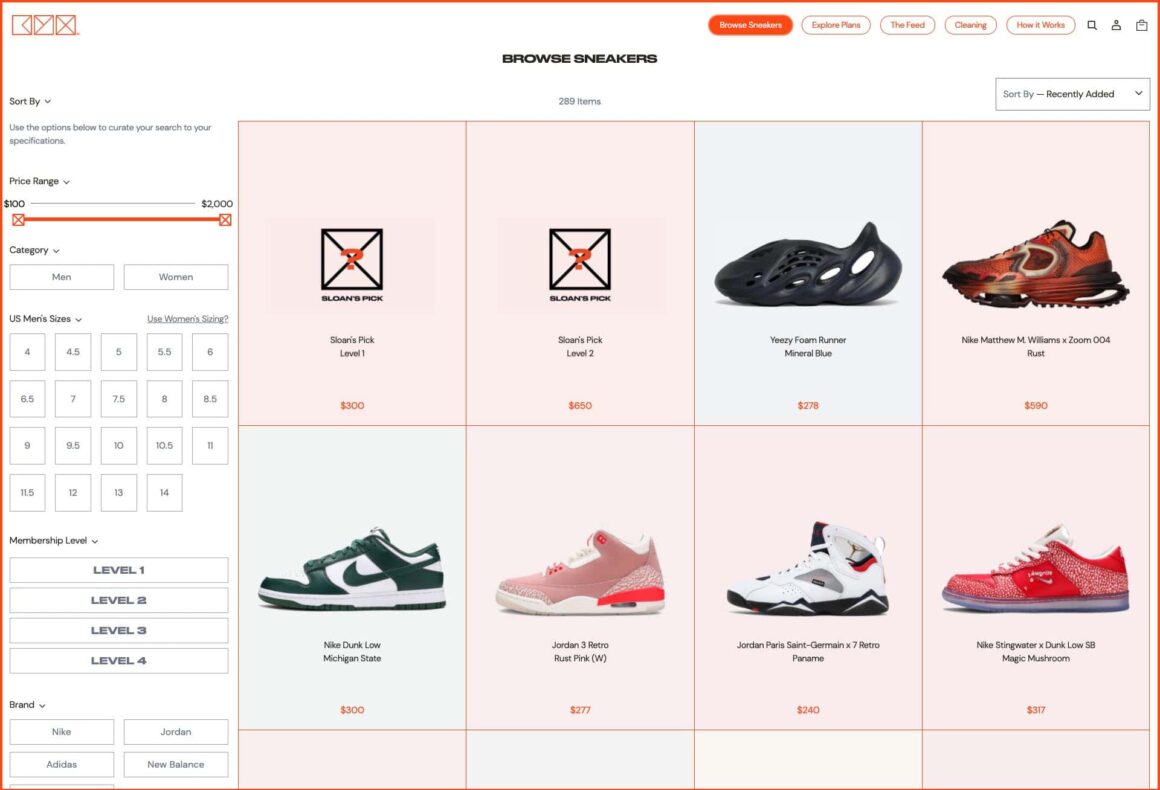 킥스 월드의 구독 가능한 신발들(Kyx World Browse Sneakers)