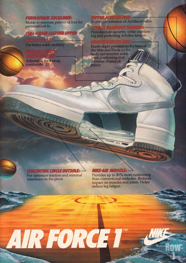 1984 retro nike air force 1 ad reproduction print(1984)