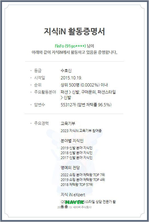 Finfo 네이버 지식인 활동증명서/Interview with Finfo